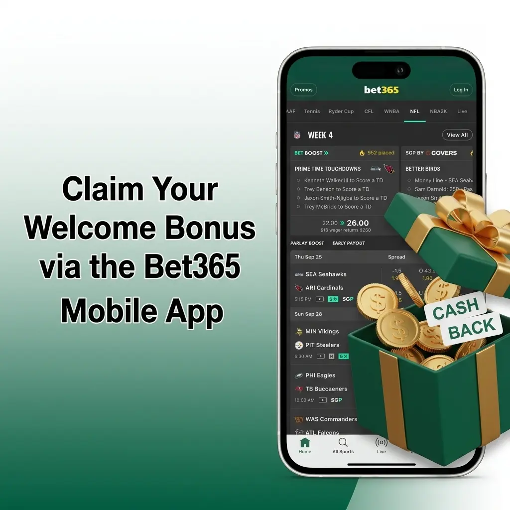 Bet365 mobile app showing welcome bonus claim steps for Android and iOS with first deposit of ₹400 INR