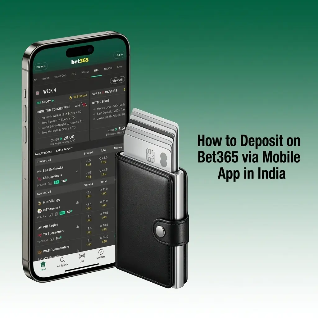 Bet365 mobile app deposit steps in India showing UPI, Paytm, and NetBanking payment options