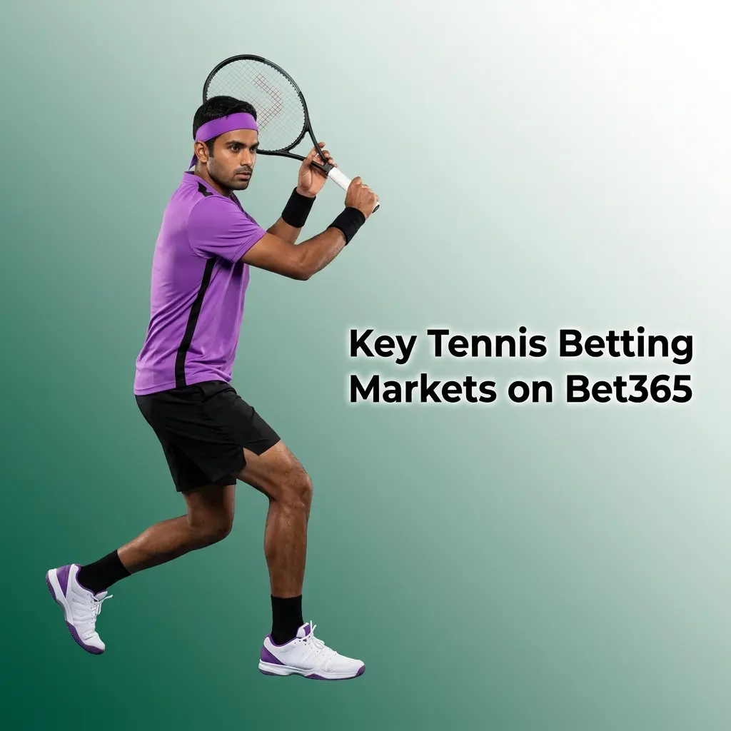 Bet365 tennis betting markets including match winner, set betting, handicap, and over/under options for top fixtures