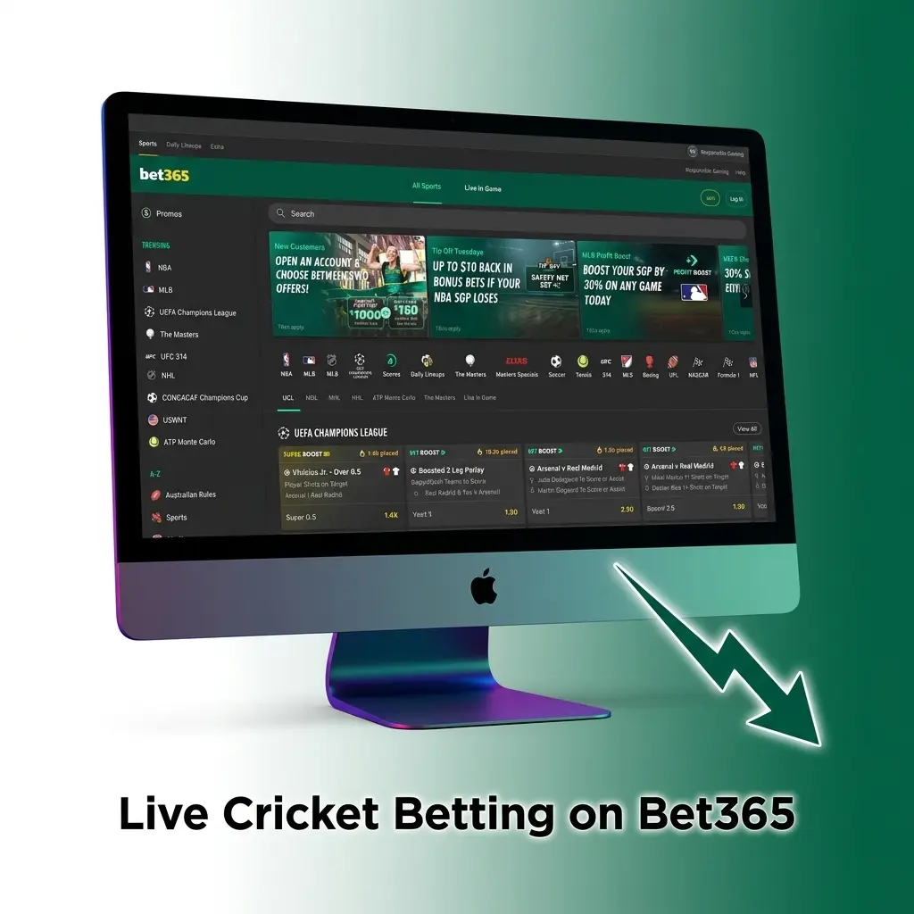 Bet365 live cricket betting interface showing in-play markets, real-time odds, and ball-by-ball options for T20 and ODI matches