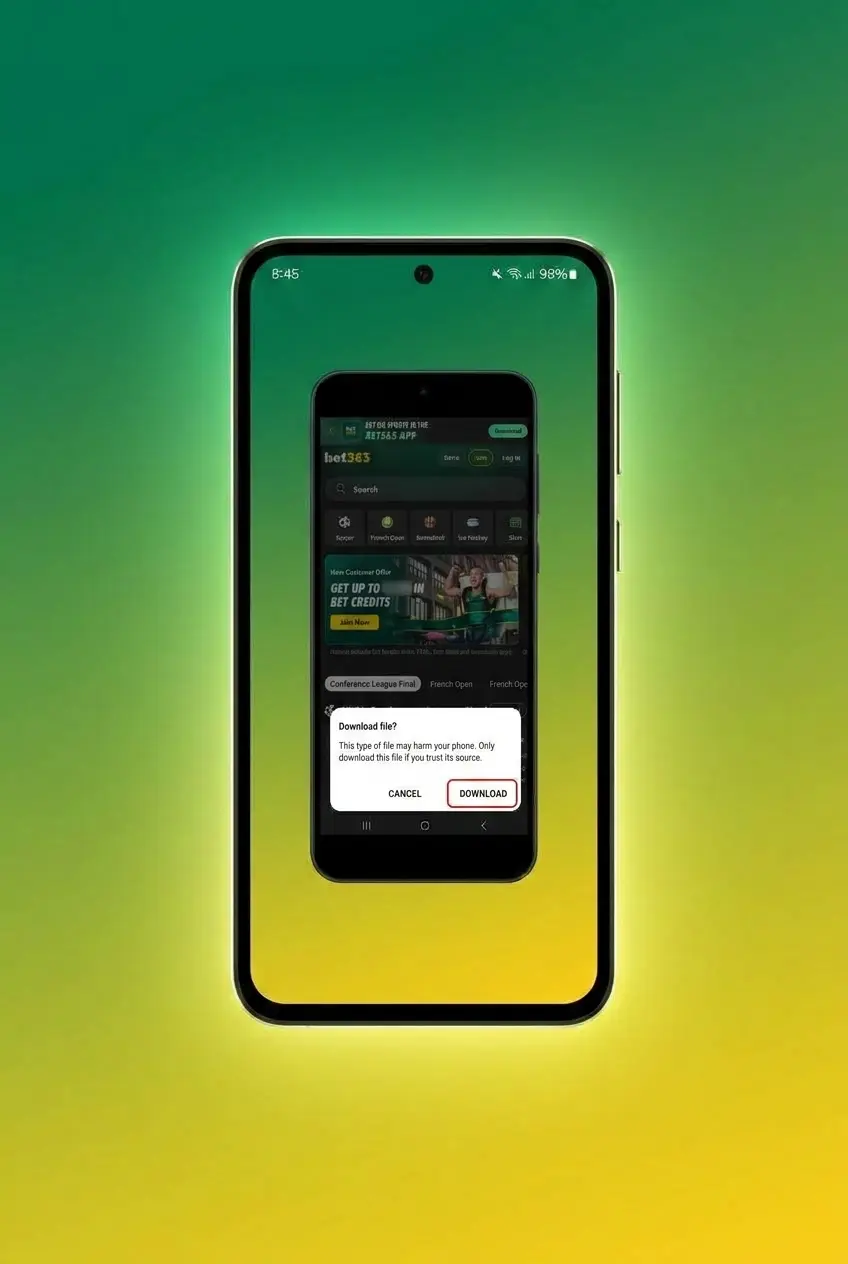 Step-by-step guide showing how to download and install the Bet365 Android app APK on a smartphone
